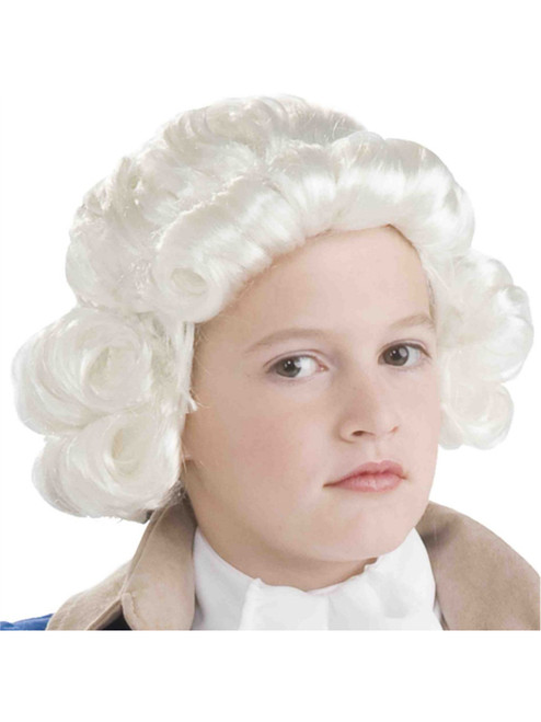 Child's White Colonial Boy Settler Governor Judge Wig