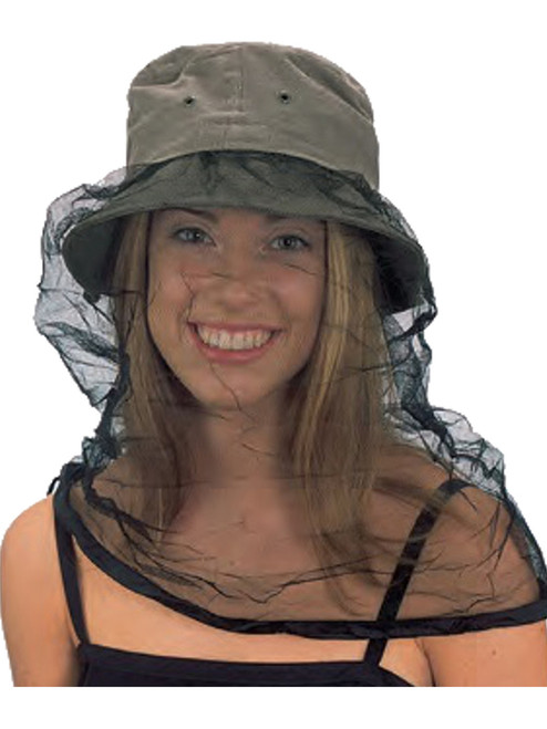 Khaki Fishing Gardening Hat With Mosquito Bug Net Guard Costume Accessory
