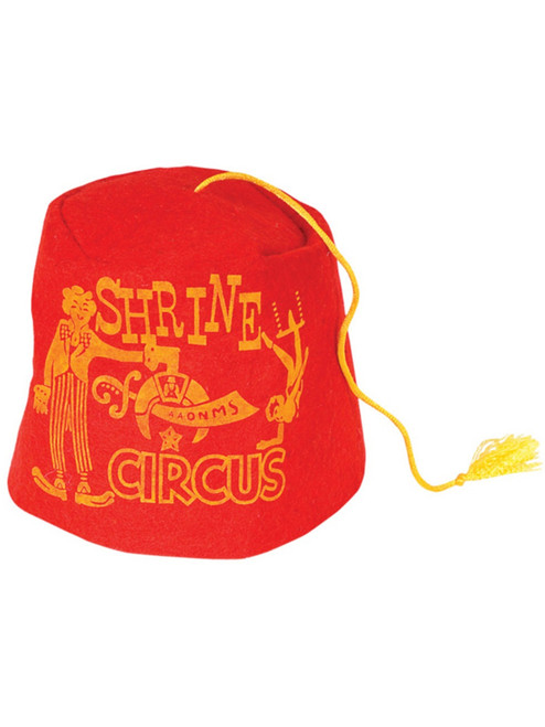 Classic Red Soft Felt Circus Shriners Aladdin Fez Hat With Yellow Tassel