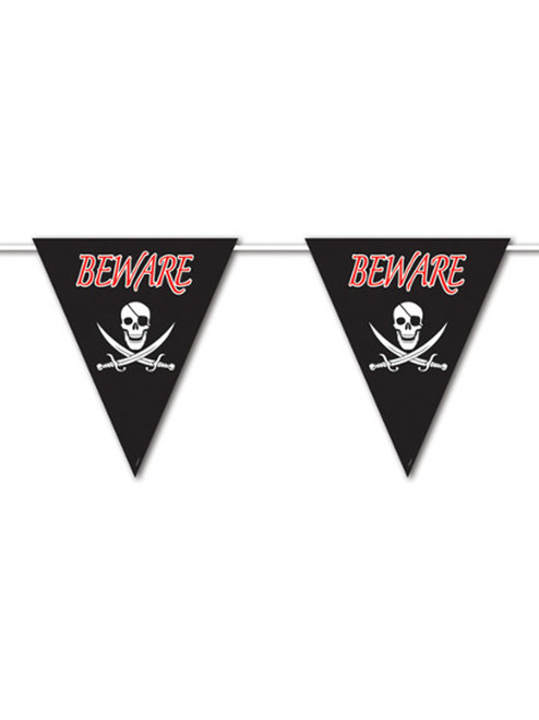 All Weather Beware Of Pirates Giant Pennant Banner Flags With String Decoration