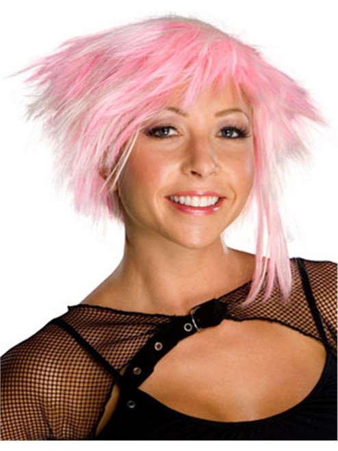 Sexy Adult Womens Pink Cyber Pixie Costume Spike Wig