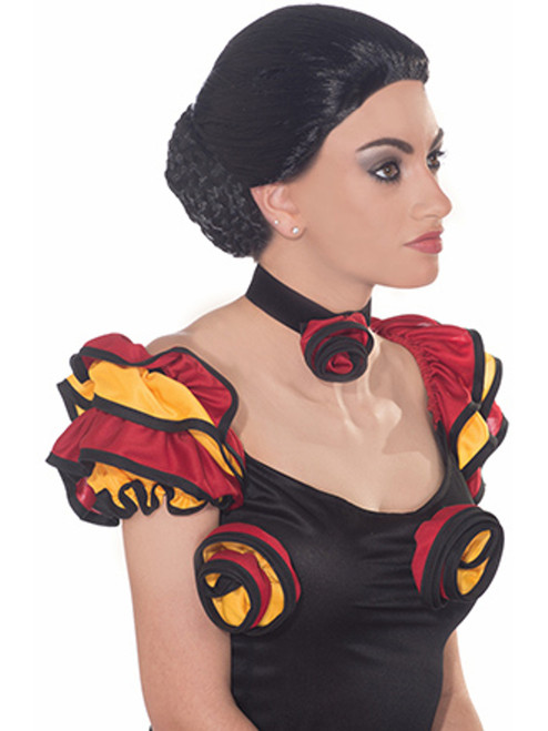 Black Spanish Salsa Flamenco Dancer Princess Braided Bun Wig