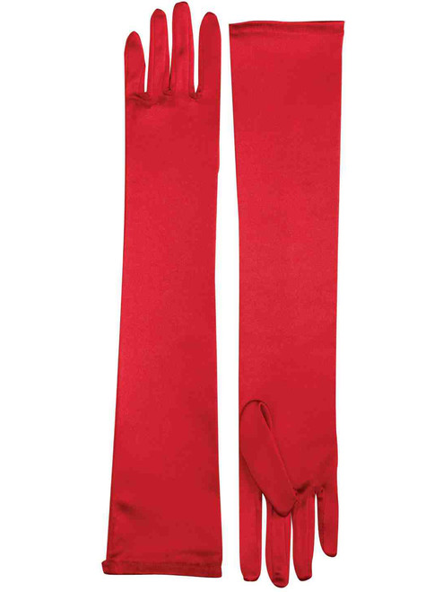Adult Red Elbow Length Princess Costume Long Satin Dress Gloves
