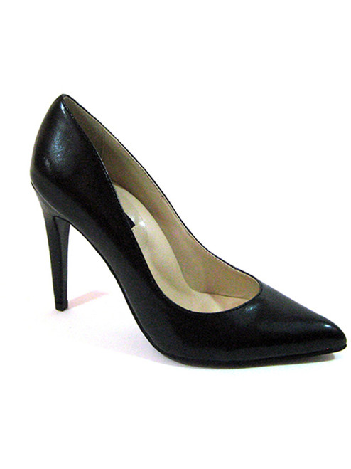 Highest Heel Womens 4" Plain Pump Black Kid Patent PU Shoes