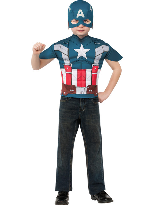 Child's Captain America Muscle Chest Shirt Top Costume Standard 6-10