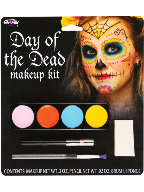 Day Of The Dead Sugar Spider Female Makeup Kit Set Costume Accessory
