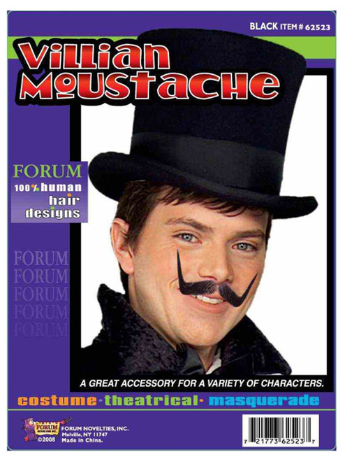 Black Villain Snidely Warrio Cowboy Costume Pointed Theatrical Moustache