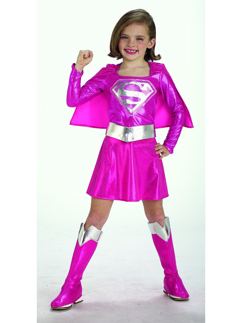 Child's Girl's DC Comics Justice League Pink Supergirl Dress Costume