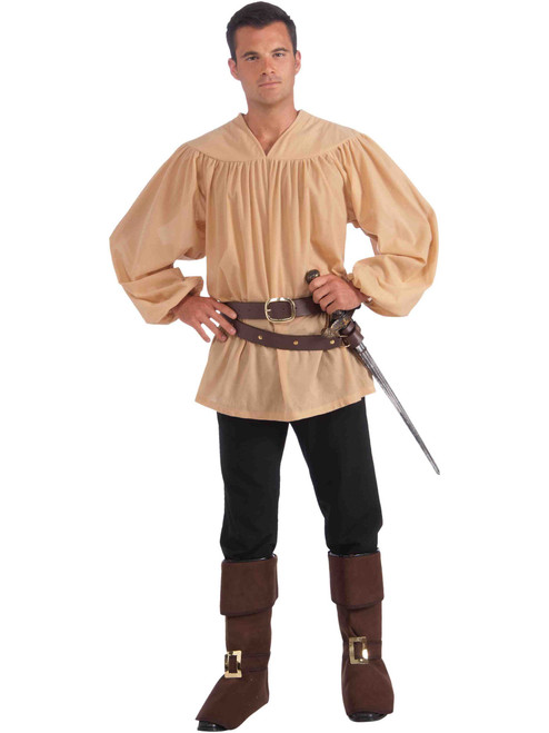 Adult Renaissance Medieval Or Pirate Beige Costume Shirt