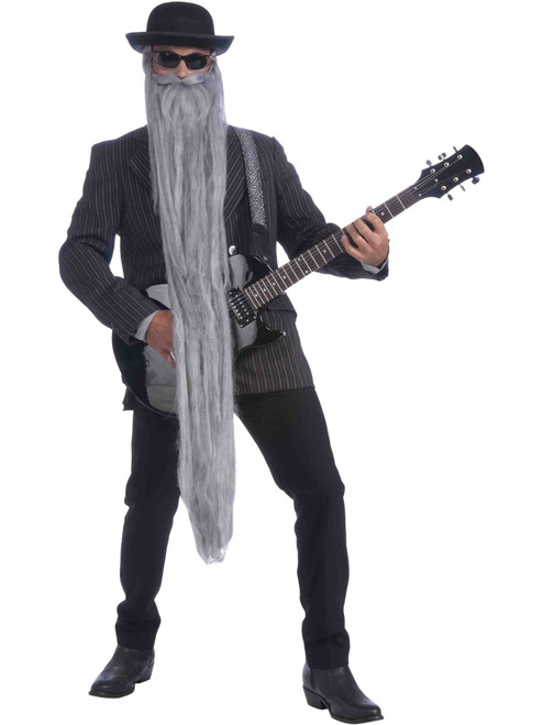 Long Grey 48" Lumberjack ZZ Top Costume Moustache & Beard