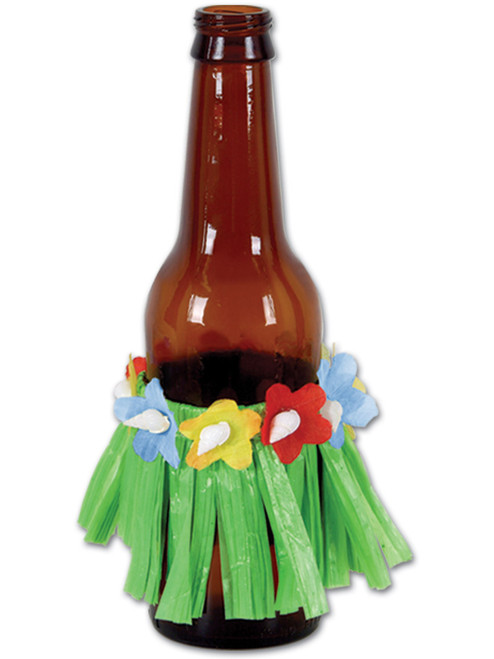 Beer Bottle Soda Pop Can Drink Hawaiian Hula Skirt Bar Decoration 4 Pack