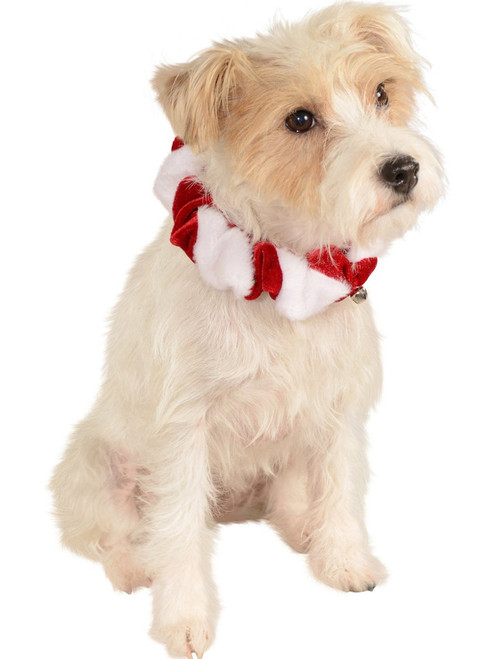 Red And White Festive Christmas Scrunchy Jingle Bell Pet Collar Dog Costume