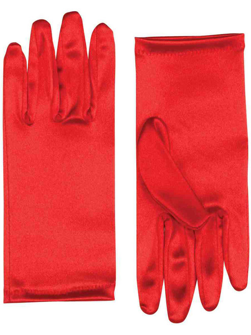 Adult Formal Costume Accessory Red 9 Inch Costume Satin Dress Gloves