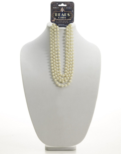 Roaring 20s 72" Flapper Girl Costume Accessory Fancy Beige Pearl Necklace