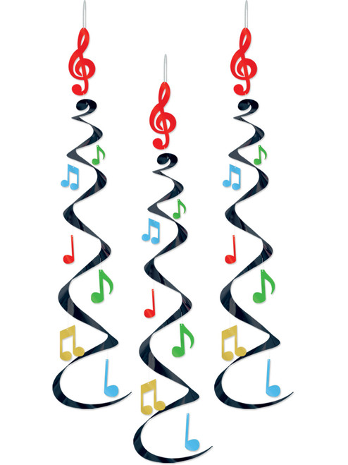 Musical Notes Streamers Hangers Whirls Decoration 3 Pack