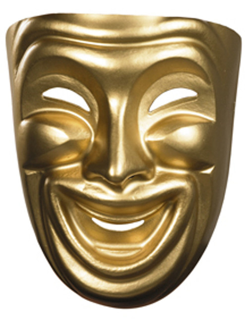 New Halloween Costume Unisex Happy Face Gold Comedy Theatrical Mask