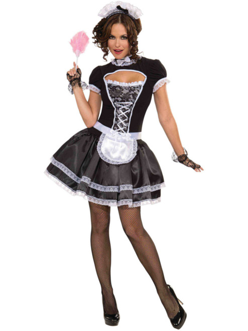 Womens Adults Black White Sexy Suzette French Maid Costume