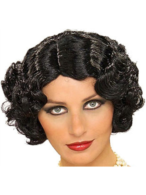 Deluxe Adult Black Roaring 20s Flapper Girl Costume Wig