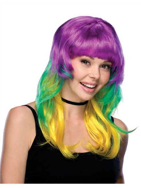 purple and green wig