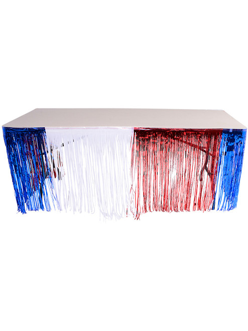 Patriotic Independence Day Metallic Fringe Foil Table Skirt Party Decoration