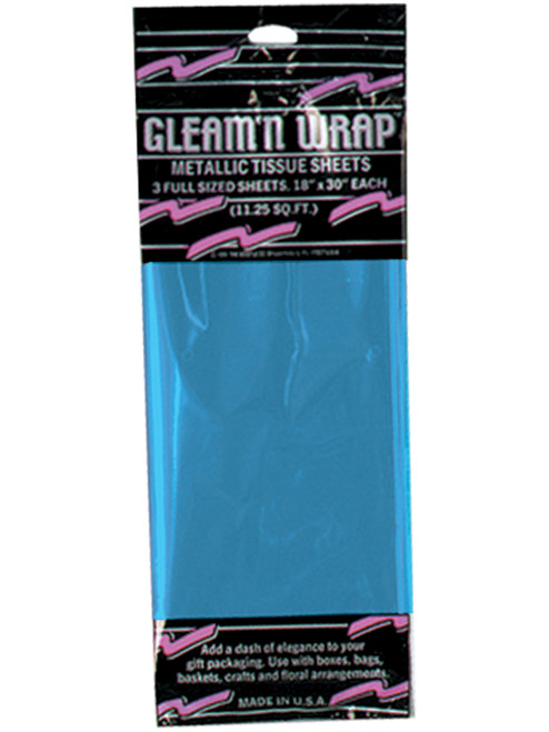 Packaged Metallic Blue Tissue Paper Sheets 18"x30" Party Decoration