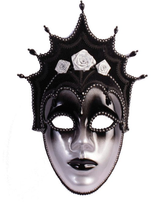 Womens Black Evil Queen Mardi Gras Mask Costume Accessory