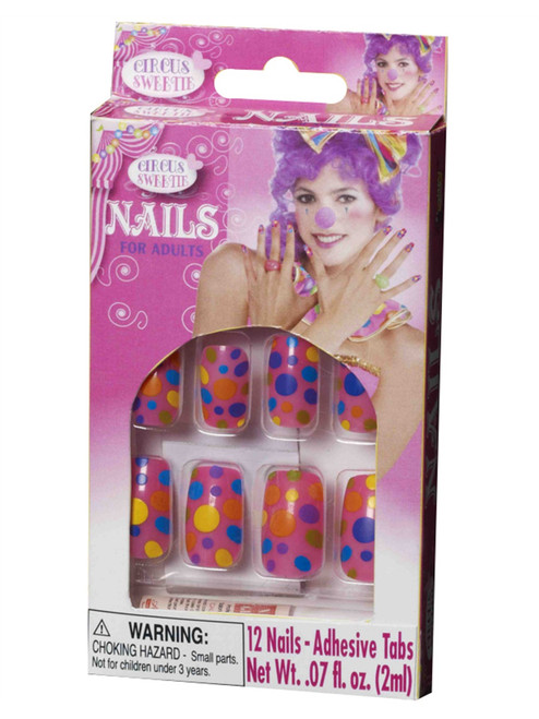 Women's Circus Sweetie Pink Polka Dot Costume Accessory Clown Nails