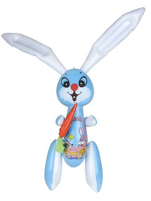 Large 40" Blue Inflatable Easter Bunny Rabbit With Carrot Toy Decoration