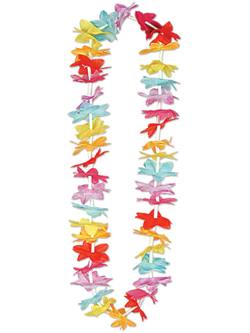 40" Multi-Colored Hawaiian Luau Flower Leis 16 Count Necklace Costume Accessory