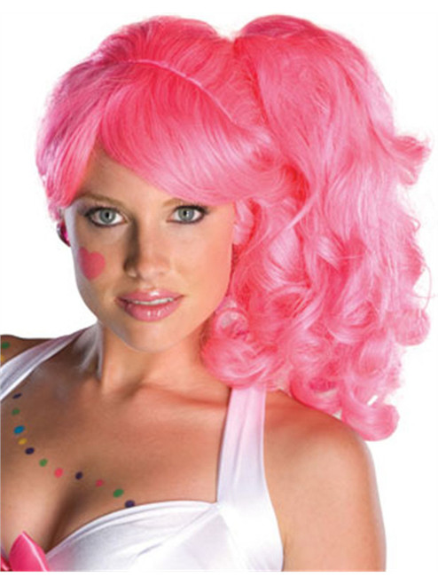 Womens Hot Pink 50s Candy Girl Side Ponytail Wig