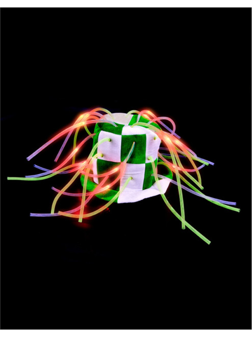 St Patricks Day Green & White Light Up Tentacle Costume Top Hat