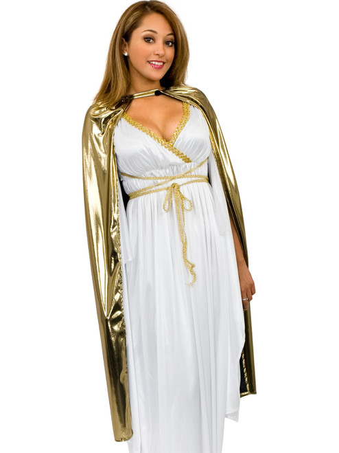 Womens Shiny Gold Lame Sexy Magician Costume Cape Cloak