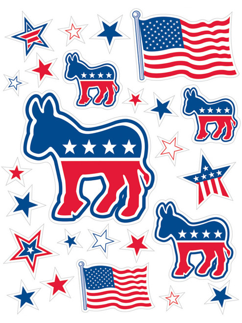 New Democratic American Pride Peel 'N Place Party Wall Clings Decorations