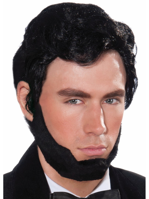 Mens Black Civil War Abraham Lincoln Wig and Beard