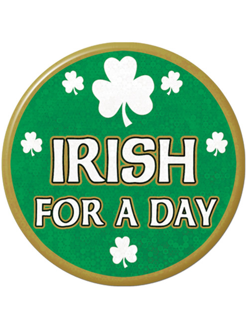 Irish For A Day Lazer Etched Jumbo Button Costume Accessory