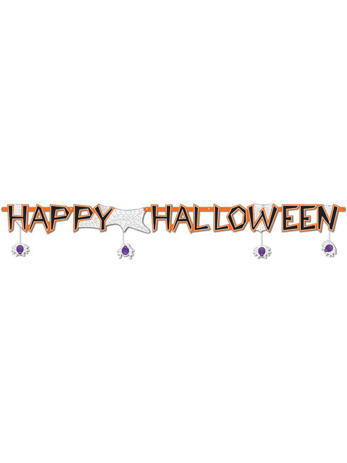 10" x 6' Happy Halloween Spiders Streamer Spooky Decoration Decal