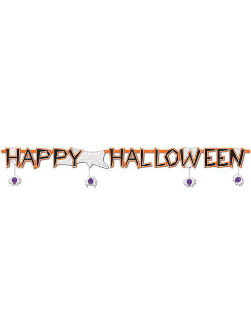 10" x 6' Happy Halloween Spiders Streamer Spooky Decoration Decal