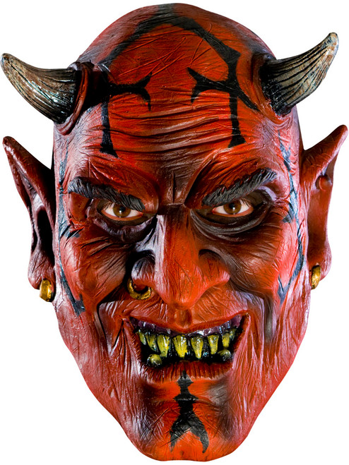 Adult's Evil Scary Demon Red Devil Vinyl Costume Mask