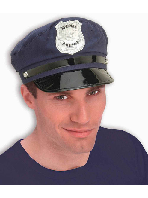 Deluxe Adult Blue Cloth Special Police Hat with Badge