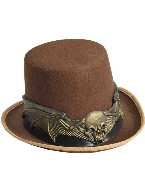 New Deluxe Brown Steampunk Gothic Skull Costume Top Hat Band