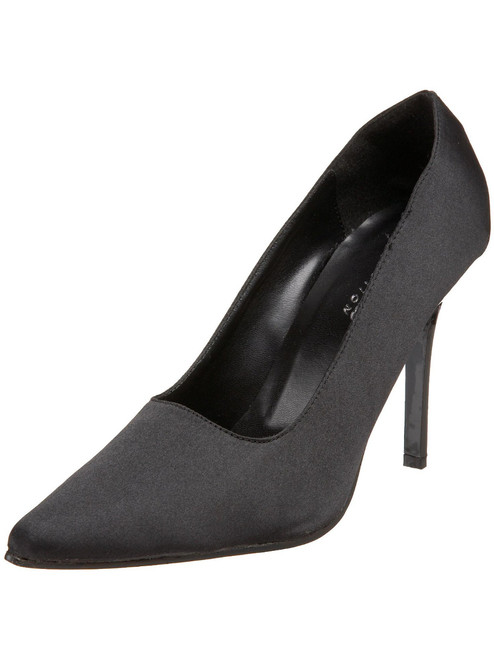 Women's Highest Heel Shoes 4" Classic Plain Pump - Black Satin Gen Women's Highest Heel Shoes 4" Classic Plain Pump - Black Satin Gen