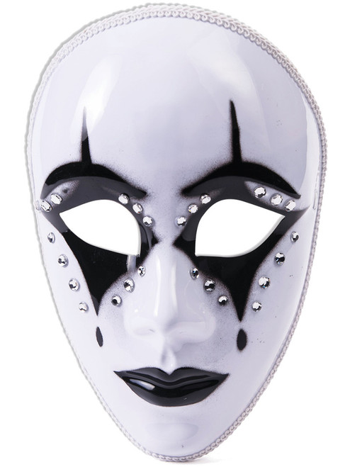 Adult's Womens Sexy Black And White Harlequin Clown Mask Costume Accessory