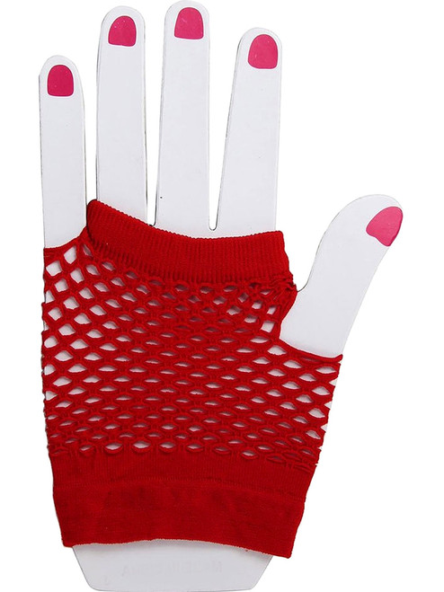 Adult's Sexy Red Fingerless Fishnet Gloves Burlesque Costume Accessory