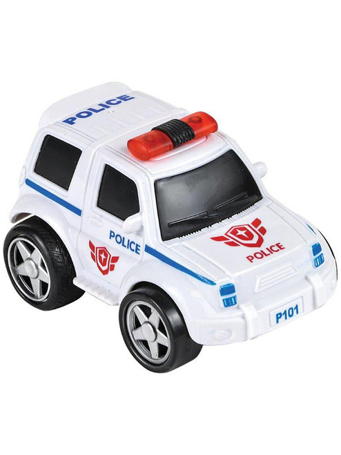 Rev Up And Go Friction 4" White Police Car Toy Vehicle