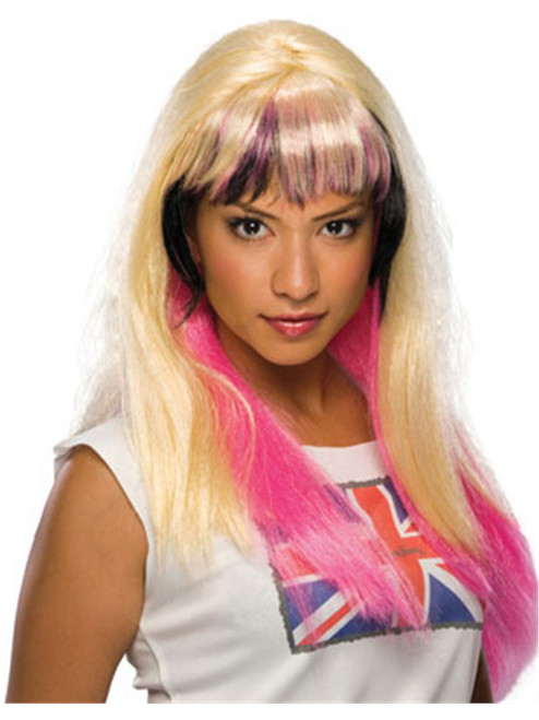 Womens Sexy Blonde Pink and Black Costume London Wig