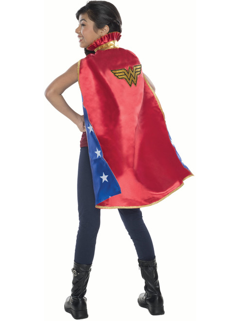 Childs Girls Shiny Wonder Woman Full Cape Costume Accessory