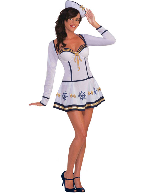 Womens Sexy Sea Worthy Sweetie Yacht Captain Sailor Costume