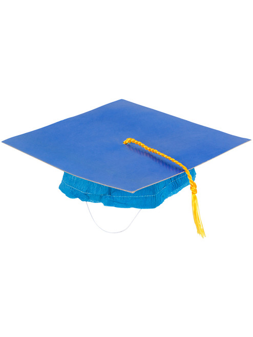 Adults Blue Graduation Graduate Cardstock Cap Hat With Tassel Costume Accessory
