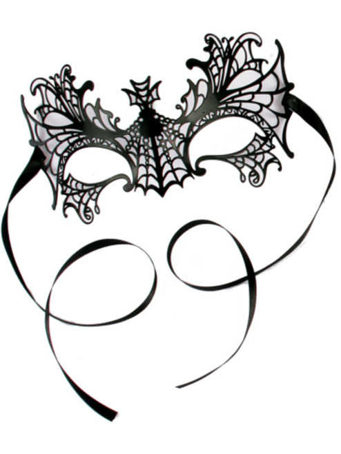 Adult Black Bat Inspired Laser Cut Masquerade Tie On Eye Mask Costume Accessory
