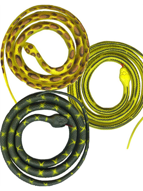 New Set of 12 Rubber 60" Coiled Rubber Prop Toy Snakes